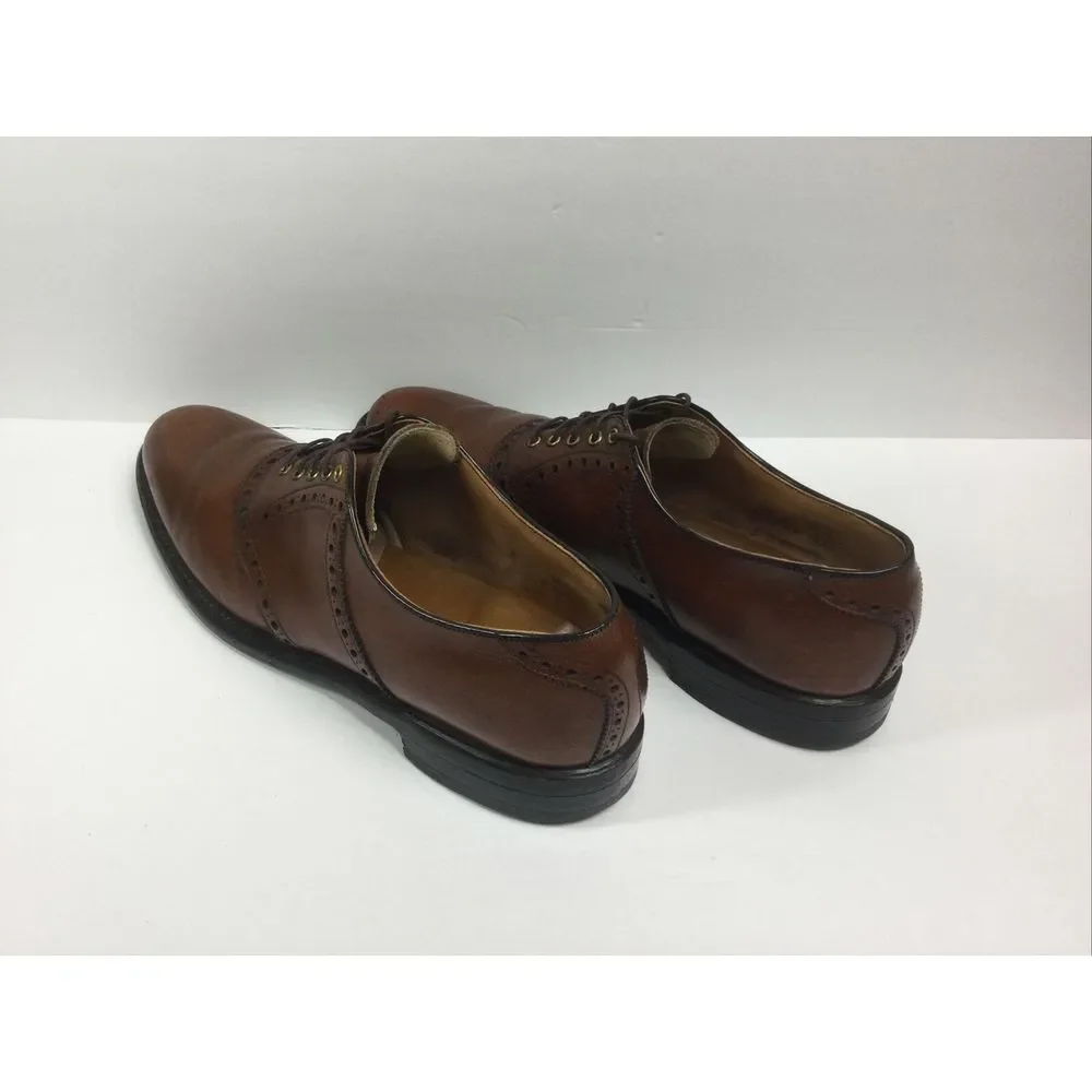 Foot-Joy Classics Mens Sz 10A Chestnut Brown Oxford Leather Brogue Saddle Shoes‎